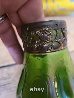 Loetz IRIDESCENT GLASS VASE ART NOUVEAU Brass Collar
