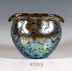 Loetz Jugendstil Bowl Vase Austria Art Nouveau Creta Phänomen GRE7767 Circa 1900