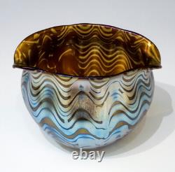 Loetz Jugendstil Bowl Vase Austria Art Nouveau Creta Phänomen GRE7767 Circa 1900