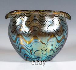 Loetz Jugendstil Bowl Vase Austria Art Nouveau Creta Phänomen GRE7767 Circa 1900