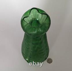 Loetz Kralik Bohemian Czech Art Nouveau 11.5 Green Glass Vase Excellent