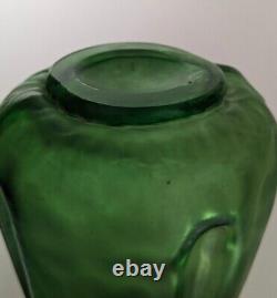 Loetz Kralik Bohemian Czech Art Nouveau 11.5 Green Glass Vase Excellent