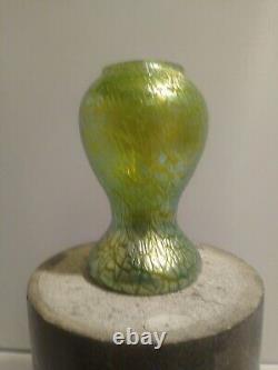 Loetz Kralik Green Glass Vase Art Nouveau