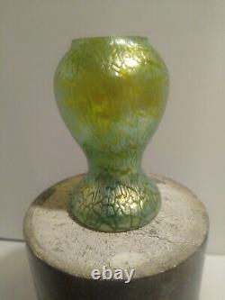 Loetz Kralik Green Glass Vase Art Nouveau