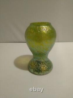 Loetz Kralik Green Glass Vase Art Nouveau