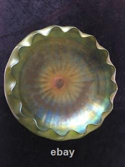 Loetz Kralik Huge Art Nouveau Giant Iridescent Glass Bowl 10 Inch