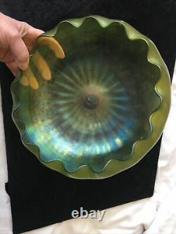 Loetz Kralik Huge Art Nouveau Giant Iridescent Glass Bowl 10 Inch