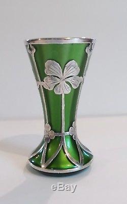 Loetz METTALIN Art Nouveau Silver Overlay 4 Vase