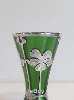 Loetz METTALIN Art Nouveau Silver Overlay 4 Vase