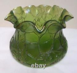 Loetz Mimosa Crackle Green Iridescent Glass Vase 3.25 1902 Antique