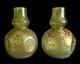 Loetz Olympia Iridescent Enamelled Green Pair Of Vases Art Nouveau Dimpled Vases