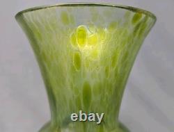 Loetz Papillon Art Nouveau Iridescent Green Glass Vase 4 3/4 Tall