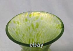 Loetz Papillon Art Nouveau Iridescent Green Glass Vase 4 3/4 Tall