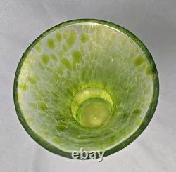 Loetz Papillon Art Nouveau Iridescent Green Glass Vase 4 3/4 Tall
