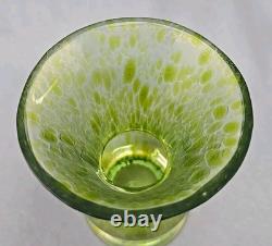 Loetz Papillon Art Nouveau Iridescent Green Glass Vase 4 3/4 Tall