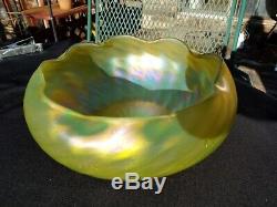 Loetz Rindskopf or Kralik Bohemian Iridescent Art Glass Large Bowl