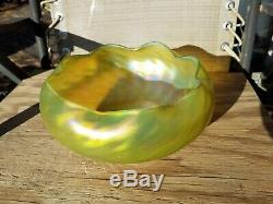 Loetz Rindskopf or Kralik Bohemian Iridescent Art Glass Large Bowl