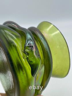 Loetz Slight Iridescent Green Vase Coiled Wrap Around Snake Art Nouveau READ