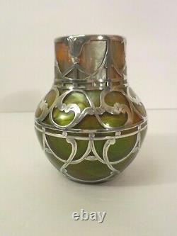 Loetz TITANIA Silver Overlay Art Glass 4.5 Vase, C. A. C. Prize, c. 1911