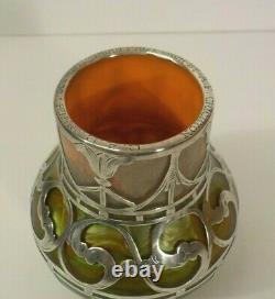 Loetz TITANIA Silver Overlay Art Glass 4.5 Vase, C. A. C. Prize, c. 1911