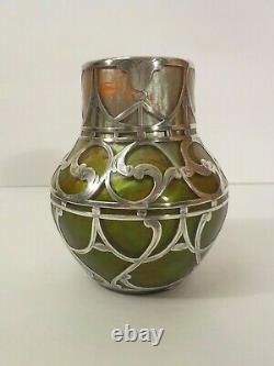 Loetz TITANIA Silver Overlay Art Glass 4.5 Vase, C. A. C. Prize, c. 1911