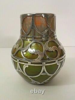 Loetz TITANIA Silver Overlay Art Glass 4.5 Vase, C. A. C. Prize, c. 1911