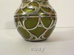 Loetz TITANIA Silver Overlay Art Glass 4.5 Vase, C. A. C. Prize, c. 1911