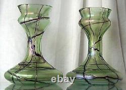 Loetz Vases Antique Pair Decorative Glass Art Nouveau