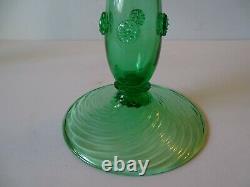 Look Sale $249.99 Steuben 12 Green Swirl Candlesticks #6043 Both Signed