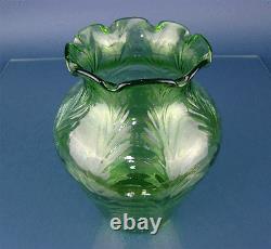 Lötz vase, wave optic, iridescent glass, green glass, loetz bohemia circa 1900