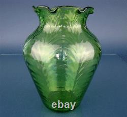 Lötz vase, wave optic, iridescent glass, green glass, loetz bohemia circa 1900