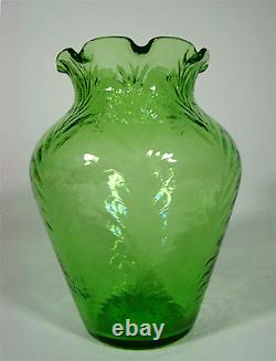 Lötz vase, wave optic, iridescent glass, green glass, loetz bohemia circa 1900
