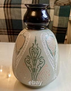 Lovatt Langley Mill Ware Green Textured Vase Osbourne Ware 1915 Art Nouveau