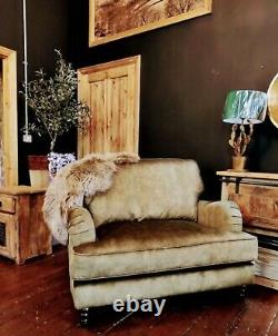 Love seat armchair sofa Fenwick range new unused olive green velvet loveseat