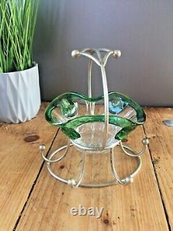 Lovely Art Nouveau Glass Epns Sugar Bowl Sweet Dish Bohemian Czech Loetz Kralik