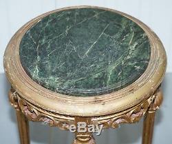 Lovely Green Marble Topped Giltwood French Rococo Stand Plants Busts Sculptures