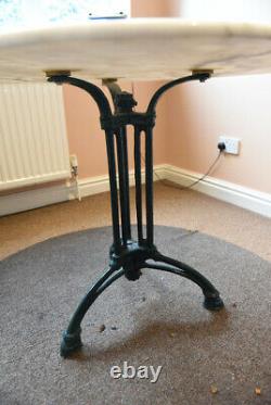 Lovely Marble Topped Round Table 95cm across with Green Iron Legs