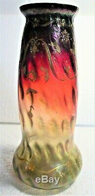 Luxurious Oil Slick Iridescence Ruby To Green Czech, Moser, Kralik, Loetz Gilded