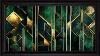 Luxury Green And Gold Geometric Art Deco Architectural Serenity For Peaceful Minds