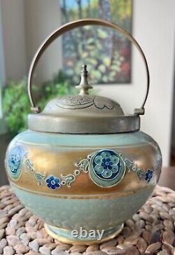 MOORCROFT Gorgeous MacIntyre Florian biscuit barrel w brass hardware signed