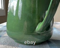 MOORCROFT Remarkable 1900 green FLAMMINIAN pitcher w pewter cover signed