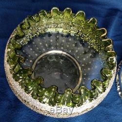 MOSER Bridal Bowl withOrig French Silver Stand, 1880's Museum Piece