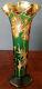 Moser Early1900's Unique & Fine 12 Tall Green & Lots Of Gold Flared Top Vase
