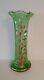 Moser Glass Art Nouveau Green Moser Glass With Gilt Flower Decoration Vase