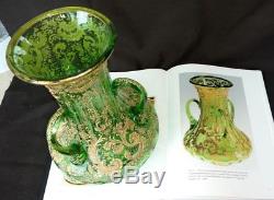 MOSER Royal Wedding 3 Handle Green Gold Pasted Gilt Glass Cup 1885 Very Rare
