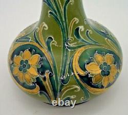 Macintyre Green and Gold Florian Vase Wavy Rim by William Moorcroft