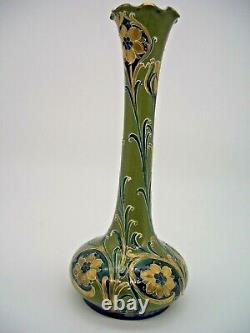 Macintyre Green and Gold Florian Vase Wavy Rim by William Moorcroft