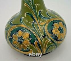 Macintyre Green and Gold Florian Vase Wavy Rim by William Moorcroft