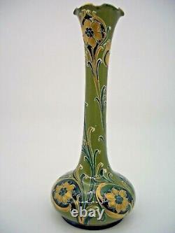 Macintyre Green and Gold Florian Vase Wavy Rim by William Moorcroft