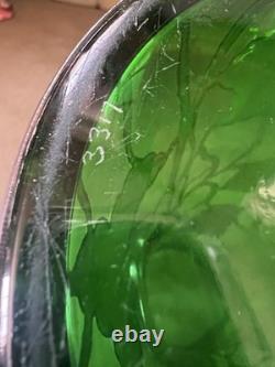 Magnificent Art Nouveau Silver Overlay Green Glass 9 Pitcher Grapes Leaves Mono